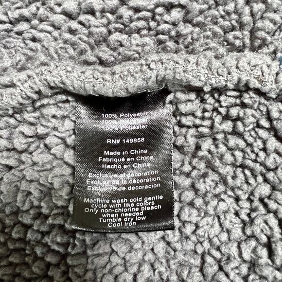 Voyager Mens Sherpa Shirt Jacket Gray Blue Striped Polar Fleece Lined Size Large - Picture 9 of 10